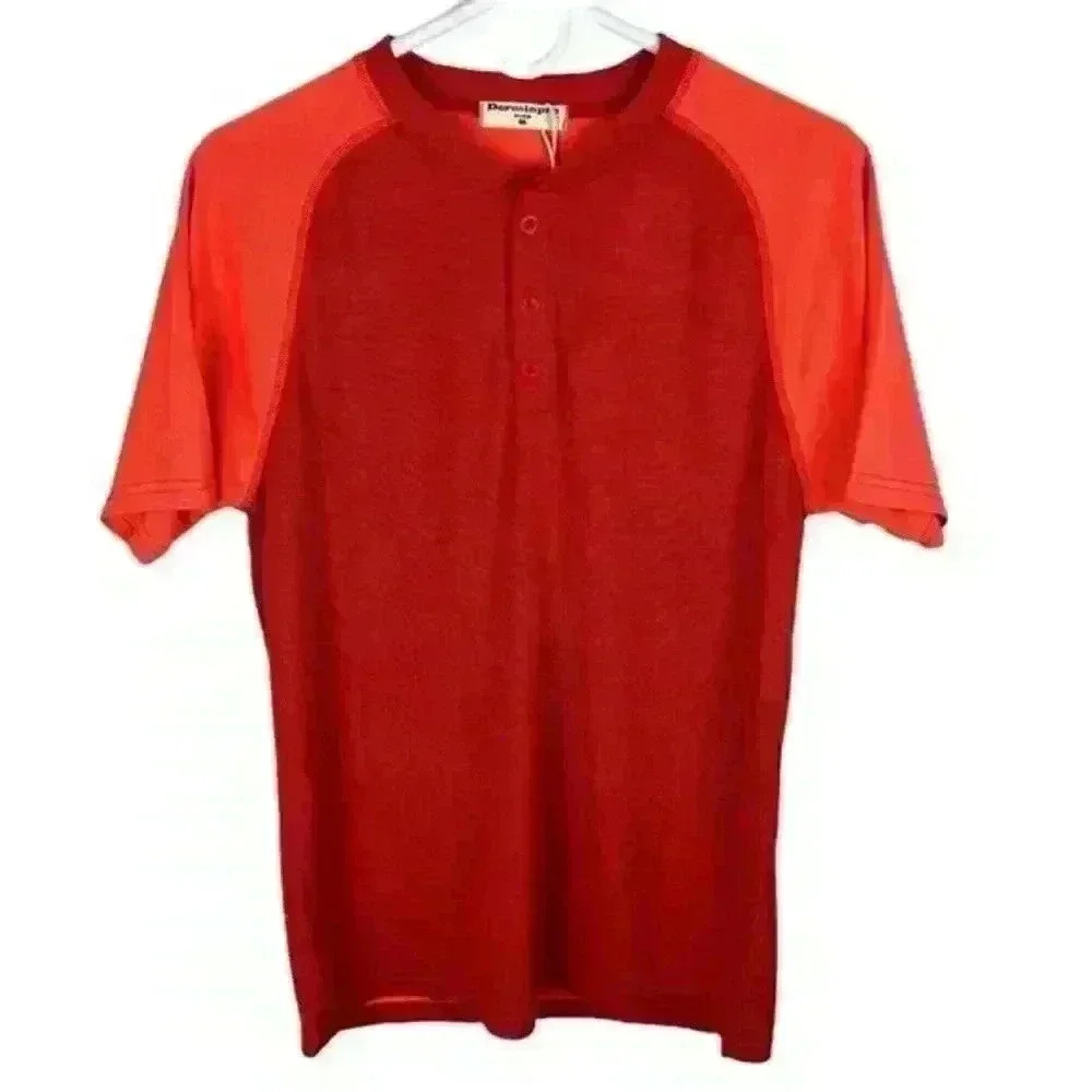 𝅺new NWT Derminpro Men's Basic Comfy Shirt Short Sleeve Orange‎ Size Small